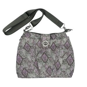 Baggallini Sorrento Washable Hobo Bag Blush Python Crossbody Purse